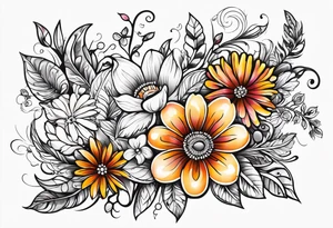 Paisley wild flowers tattoo idea