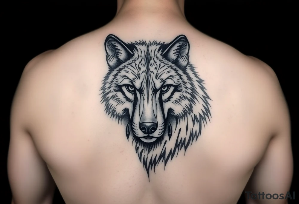 A solitary yet sublime and noble wolf and its progeny. the face for arm tattoo tattoo idea