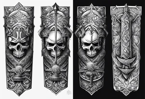 Valhalla steps sword shield axe tattoo idea