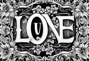 love us,
 text only,
no background,
all black, no flowers tattoo idea