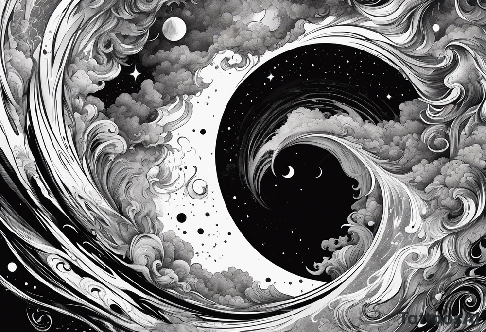 Large black hole swallowing earth. as Earth is swallowed space and time is stretched and deformed tattoo idea