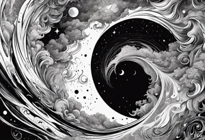 Large black hole swallowing earth. as Earth is swallowed space and time is stretched and deformed tattoo idea