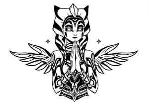 Ahsoka praying Chicano style tattoo idea
