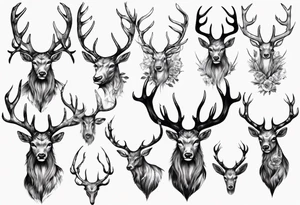 Majestic stag with exaggerated antlers tattoo idea