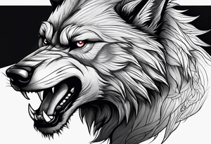 Werewolf with a white and black eye 
hand tattoo tattoo idea