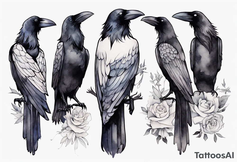 raven wearing a white band tattoo idea