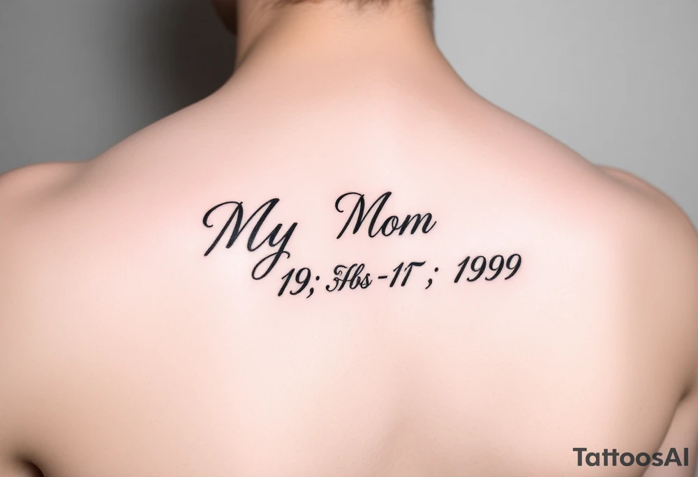 My mom's birthday and year she passed up side in cursive to under arm tattoo idea