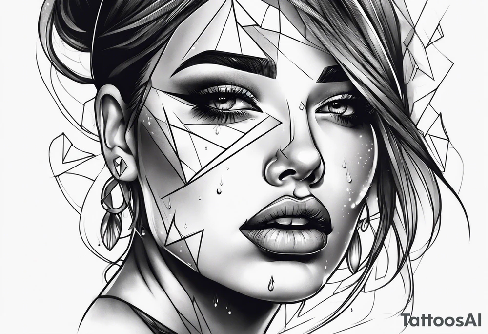 crying face with tears tattoo idea