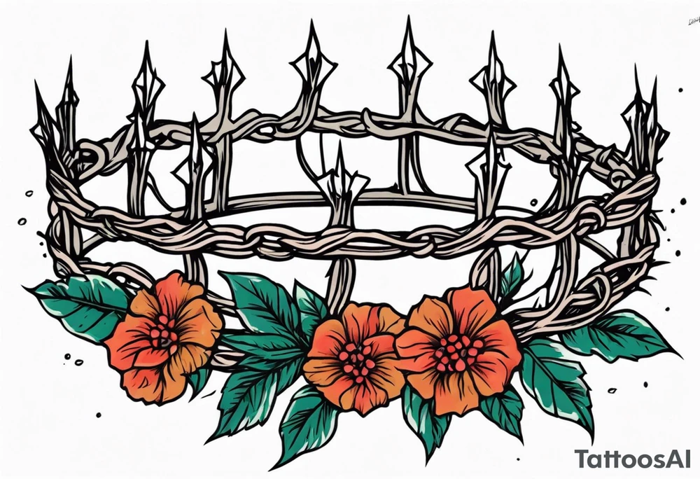 crown of thorns jesus
old school vintage simple traditional design 
vintage flowers surrounding crown


bold color simple tattoo idea