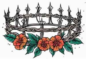 crown of thorns jesus
old school vintage simple traditional design 
vintage flowers surrounding crown


bold color simple tattoo idea