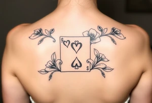 6 of hearts card with fleur de lis as the hearts and magnolias in the background tattoo idea