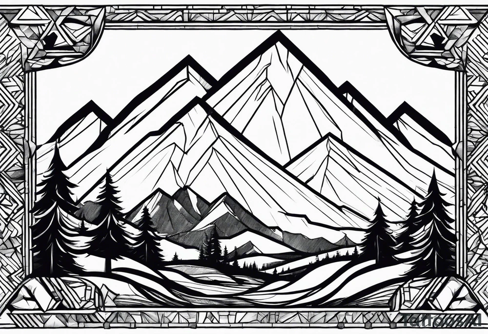 Mountain pattern tattoo idea