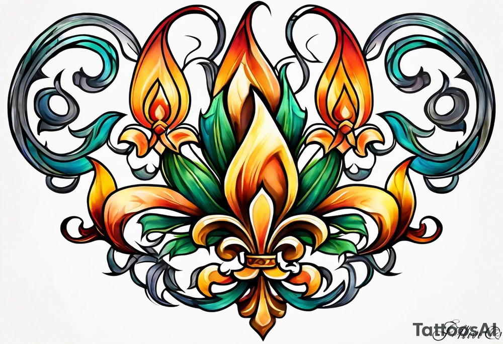 Fleur de lys celtique en flamme tattoo idea