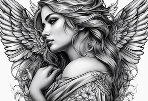 Sad Female angel tattoo idea