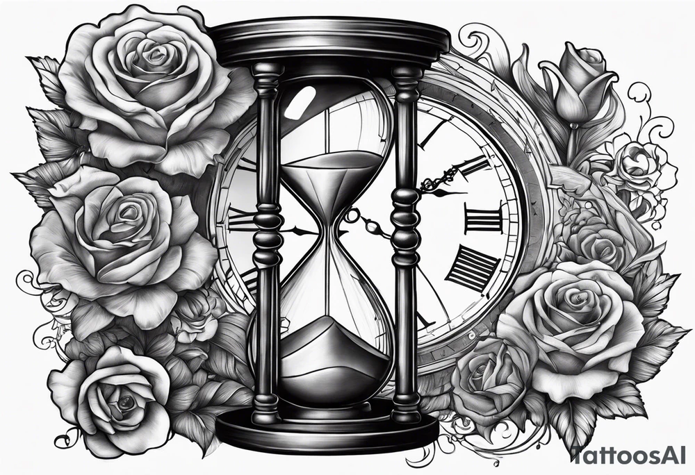 marcus auralieus with hourglass clock, death, love, fate, life tattoo idea