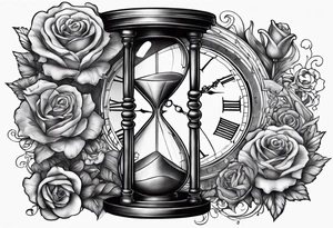 marcus auralieus with hourglass clock, death, love, fate, life tattoo idea