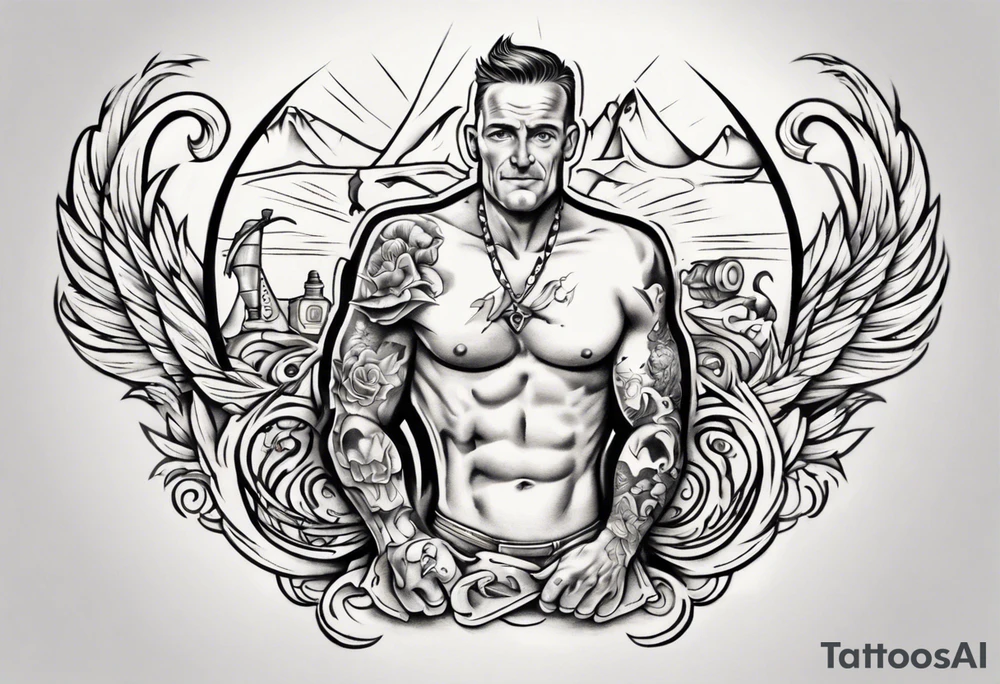 Father son shoulder ride
This tattoo would fit on a calf. tattoo idea