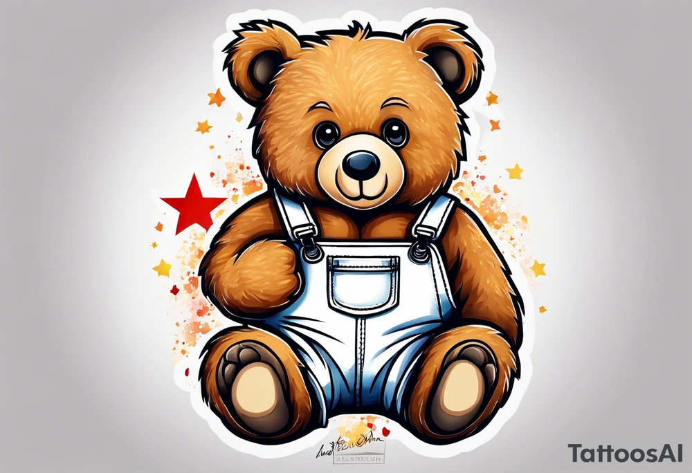 teddy bear in overalls tattoo idea