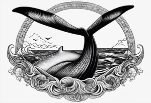 whale's tail sticking out of ocean tattoo idea
