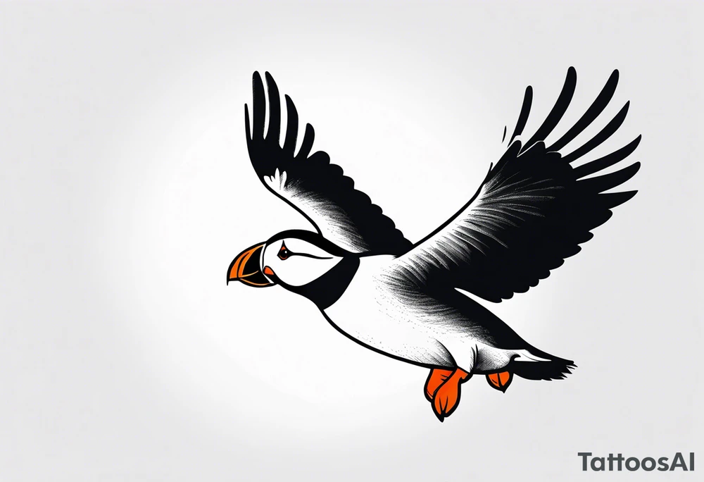 a flying puffin
- (mostly black coloured) forarm Tattoo tattoo idea a flying puffin
- (mostly black coloured) forarm Tattoo tattoo idea