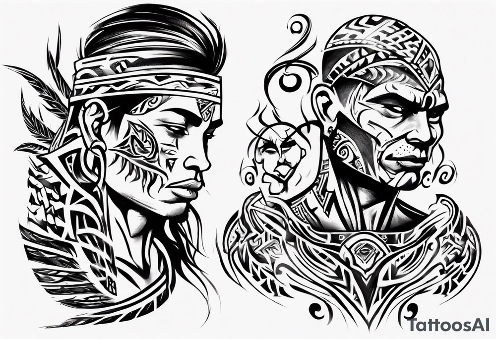 tribal tattoo father loving his son and wife making sure they are safe from the world and all the evil tattoo idea