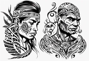 tribal tattoo father loving his son and wife making sure they are safe from the world and all the evil tattoo idea