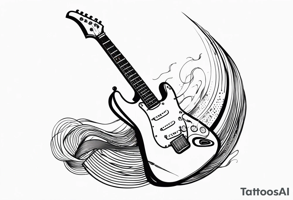 electric guitar with audio wave coming out of cable plug tattoo idea