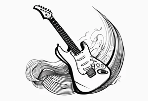 electric guitar with audio wave coming out of cable plug tattoo idea