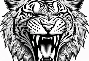 big cat growling, no mane tattoo idea