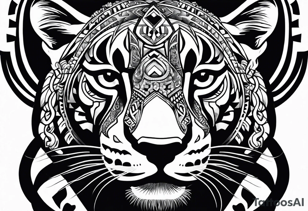 aztec black jaguar with snake tattoo idea
