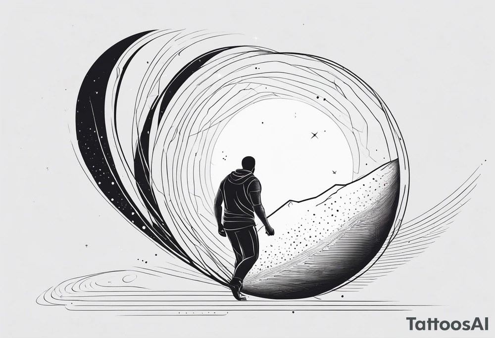 Sisyphus minimal line and dot tattoo design tattoo idea