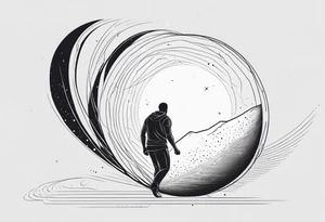 Sisyphus minimal line and dot tattoo design tattoo idea