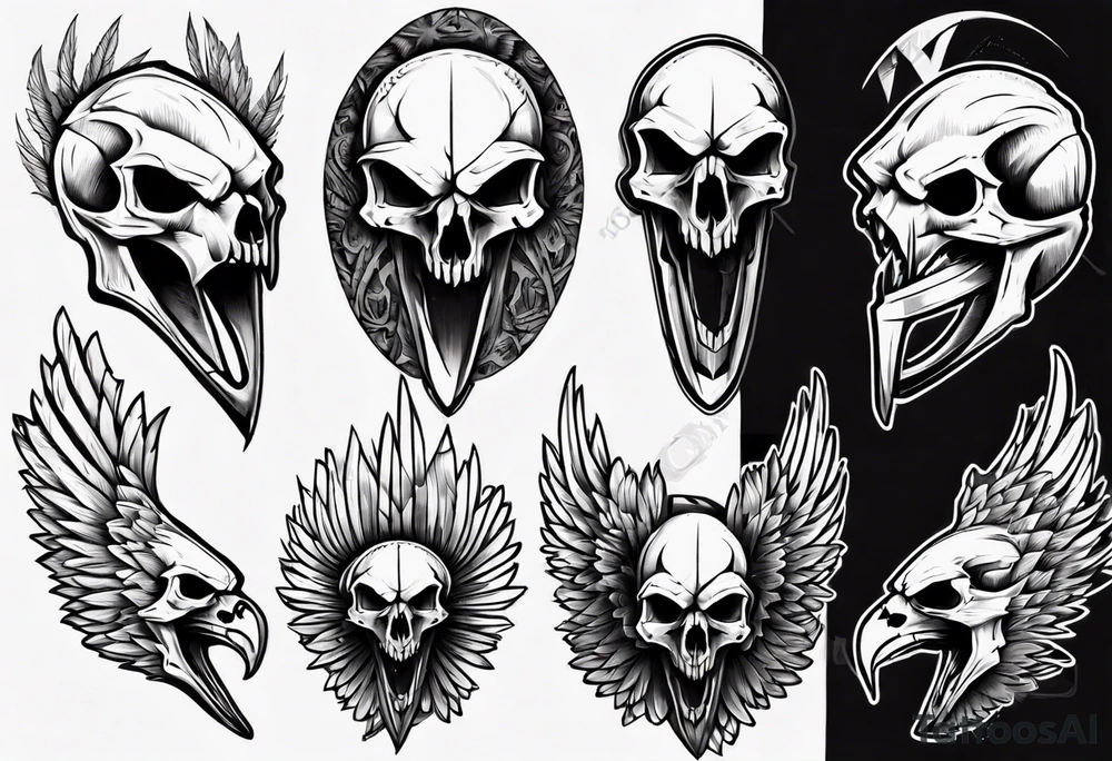 knife carved eagle skull tattoo idea