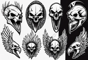 knife carved eagle skull tattoo idea