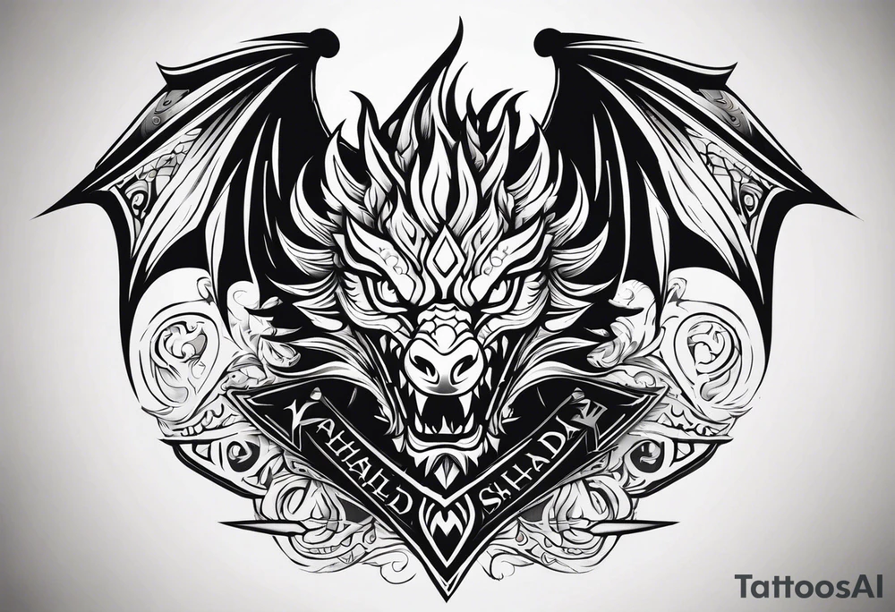 Valhalla sword shield dragon head tattoo idea