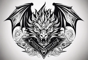 Valhalla sword shield dragon head tattoo idea