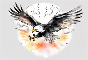 a shoulder tattoo with lots of rays of light in gradient starting from the middle
, clouds and eagles flying free tattoo idea