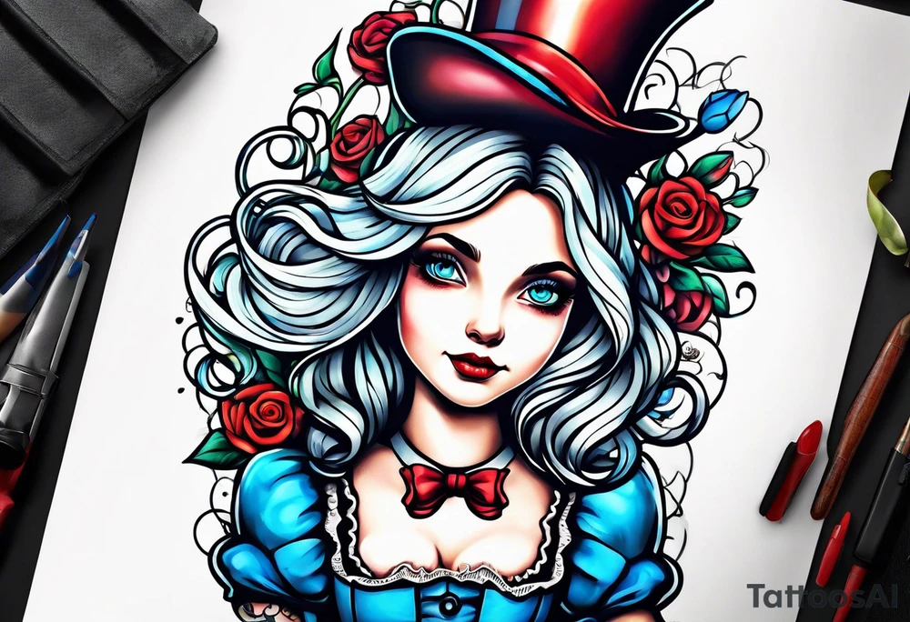 Alice in wonderland tattoo idea