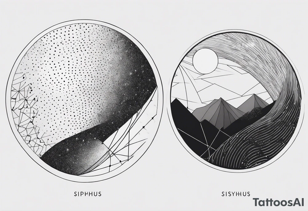 Sisyphus minimal line and dot tattoo design tattoo idea