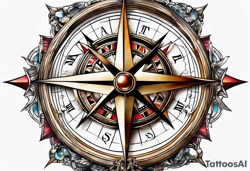 Broken compass tattoo idea