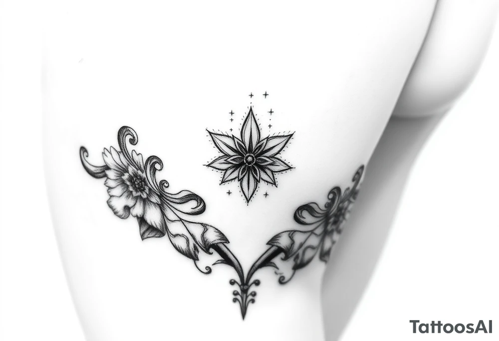 Female shin tattoo, Lillie’s and ornamental. Add sparkles tattoo idea