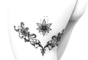 Female shin tattoo, Lillie’s and ornamental. Add sparkles tattoo idea