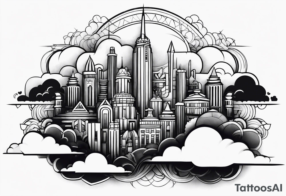cloud town tattoo idea