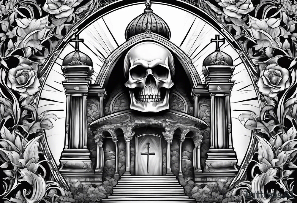 Tomb with cross tattoo idea