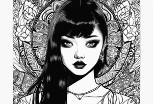 Junji ito style drawing of the girl from porter robinsons shelter video tattoo idea