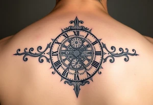 vintage roman numerals within ornate clockwork mechanism tattoo idea
