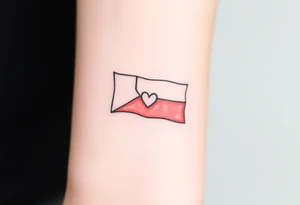 A minimalist Czech flag outline, with delicate shading and a small heart incorporated into the design. tattoo idea