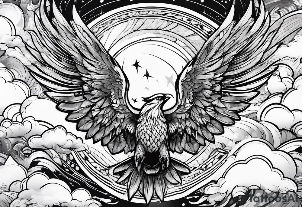 water, clouds, wings tattoo idea