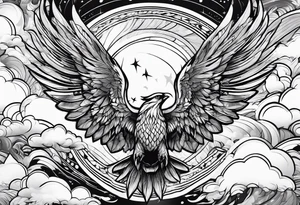 water, clouds, wings tattoo idea
