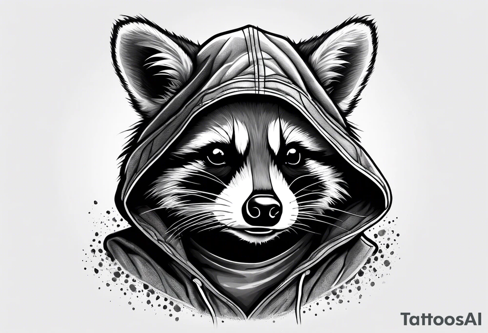raccoon wearing a Superman hoodie tattoo idea